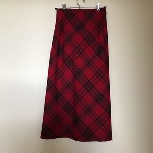 Casual Corner Red Plaid Skirt